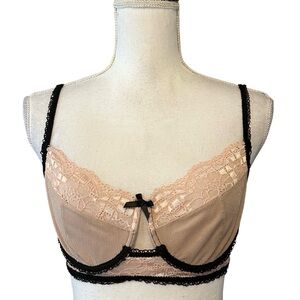 For Love & Lemons Unlined Underwire Bra Women’s SZ Medium in Blush Pink & Black